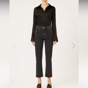 DL1961 Washed Black Cropped Straight Jeans